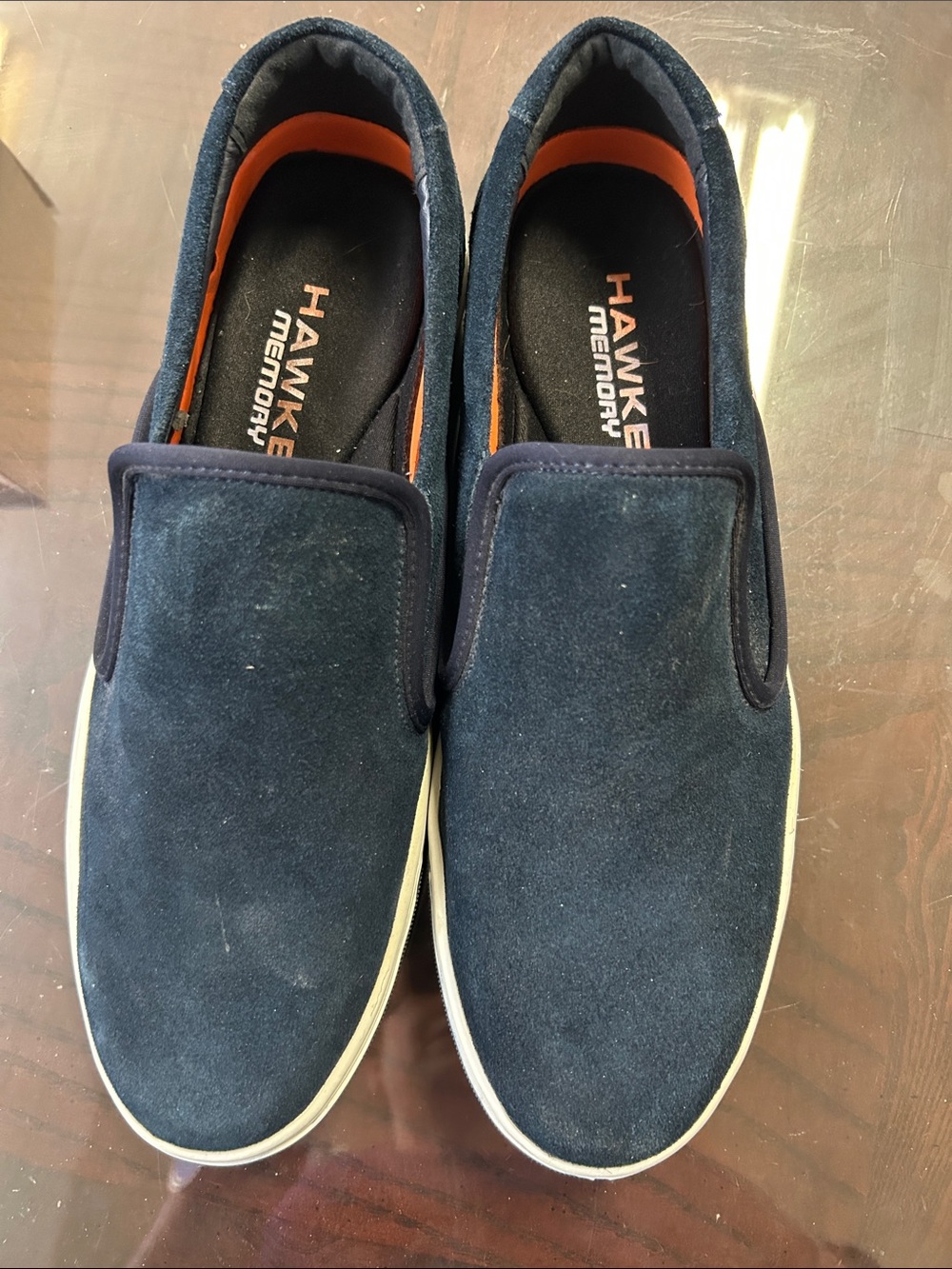 Tony Hawk Navy Suede Slip-On Loafers with White Sole